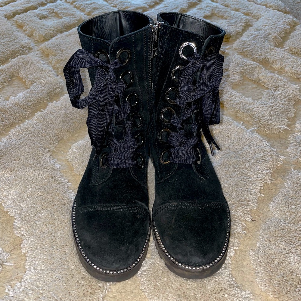 Zadig & Voltaire Suede Zip Black Boots